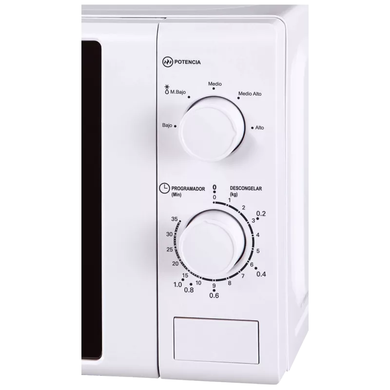 Microondas Nevir NVR-6200M 20 L blanco 700 W con design minimalista y controles giratorios fáciles de usar.