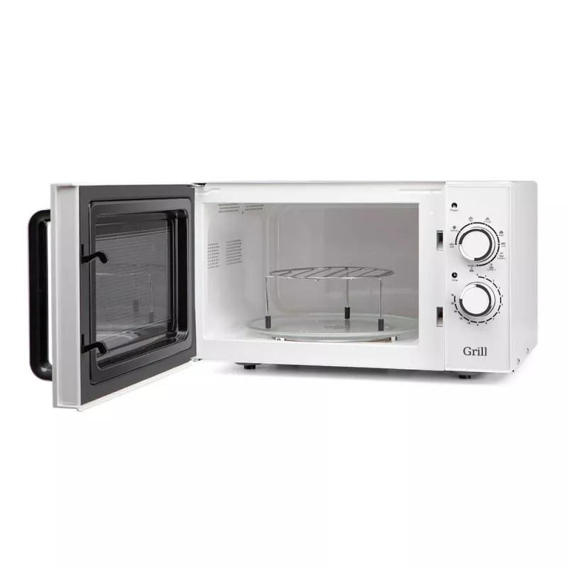 Microondas Orbegozo MIG 2531 25 L grill blanco con diseño compacto y acabado en plástico resistente.