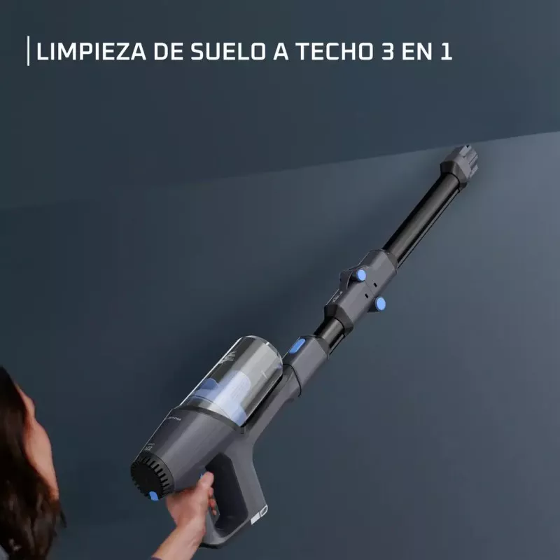 Aspirador escoba sin cable Rowenta RH6929WO X-Pert 3.60 en gris, 3 en 1, diseño ligero y ergonómico.