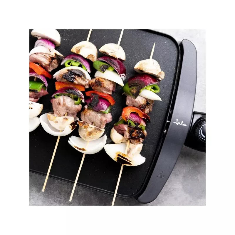 BARBACOA JATA GR555A 46*28 2.500W eléctrica con superficie antiadherente para cocinar pinchos y carnes.