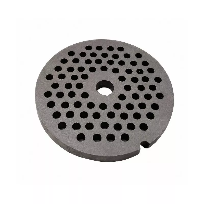 Placa Elma nº 32 inox 6 mm para picadora, de acero inoxidable, diseño circular con agujeros para moleteado fino