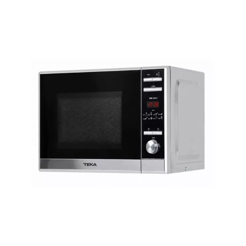 MICROONDAS TEKA MWE 225G INOX de acero inoxidable con diseño moderno, 20 litros de capacidad y panel digital.