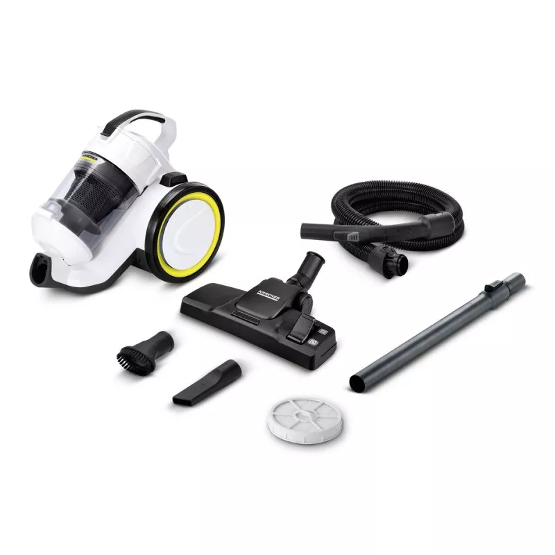 Aspirador Kärcher VC 3 sin bolsa 700 W HEPA 13 en blanco y negro con filtro HEPA y accesorios versátiles para limpieza efectiva