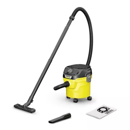 Aspirador Kärcher KWD 1 W seco húmedo 1000 W 12 L amarillo con manguera y accesorios para limpieza versátil