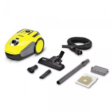 Aspiradora ASP. KARCHER VC2 11980350 con bolsa amarilla de 700W, incluye manguera y accesorios para limpieza eficiente