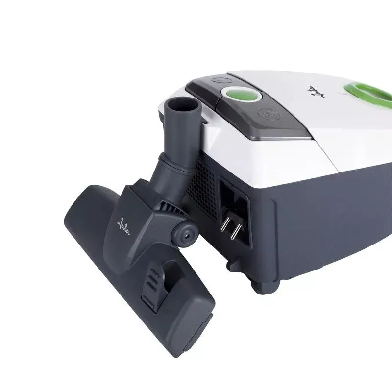 ASP. JATA AP915 C/BOLSA aspiradora compacta de bolsa en color blanco y negro con diseño ergonómico y potente motor.