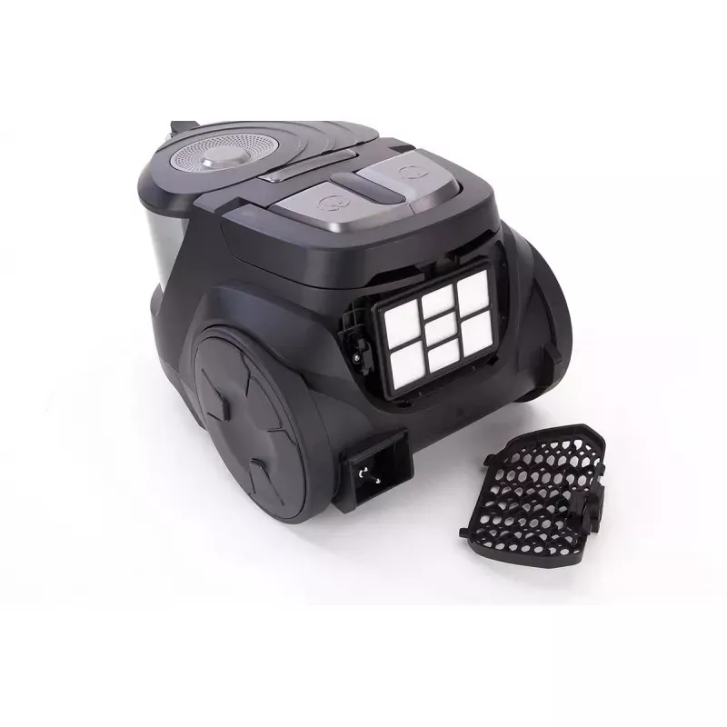 ASP. JATA AP998 S/BOLSA aspiradora negra con filtro lavable, diseño compacto y fácil manejo.