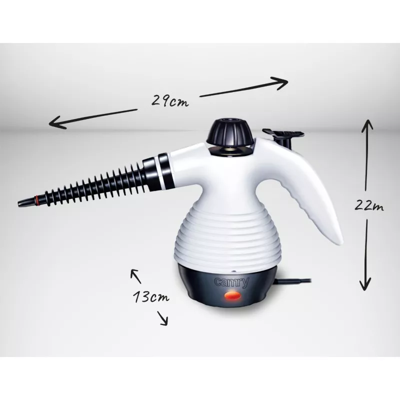 ASP. CAMRY VAPORETO CR-7021 vaporizador portátil blanco de 29 cm, diseño ergonómico, ideal para limpieza a vapor