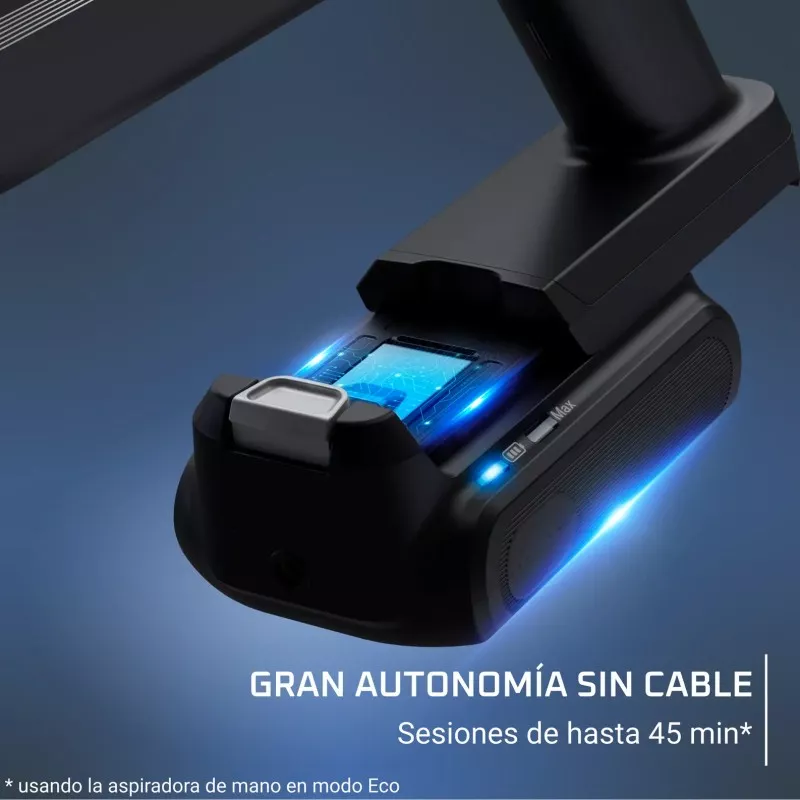Aspirador escoba sin cable Rowenta RH6A35WO X-Pert 7.60 con batería de larga duración y diseño compacto en negro.