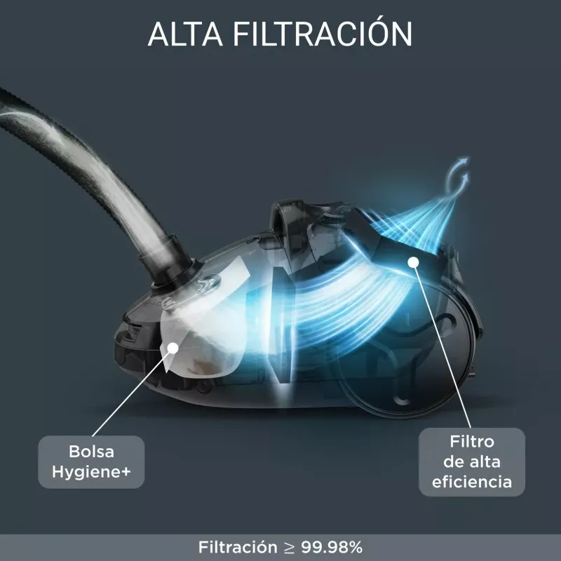 Aspirador Rowenta RO3969EA con bolsa 900 W 3 L, negro, con alta filtración y filtro de alta eficiencia.