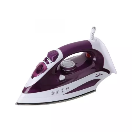 Plancha de vapor Jata PL225 2400 W color púrpura y blanco, acero inoxidable y diseño moderno para un planchado eficiente
