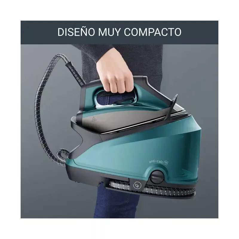 Centro planchado Rowenta DG7623F0 6,3 bar color verde con diseño compacto y práctico para un fácil manejo.