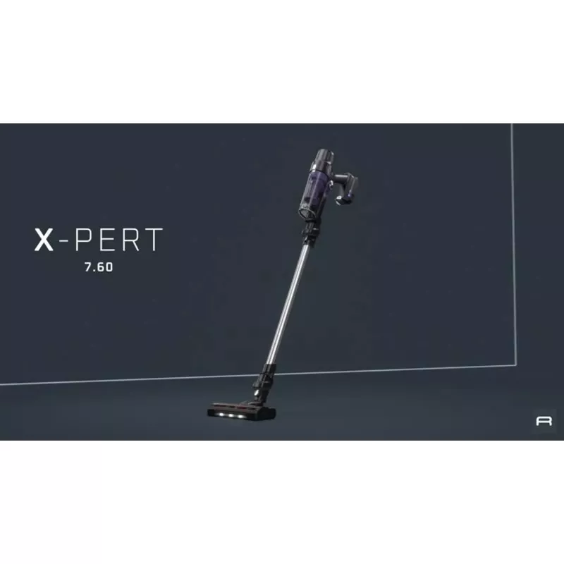 Aspirador escoba sin cable Rowenta RH6A35WO X-Pert 7.60 en color negro y plata con diseño ergonómico y potente succión