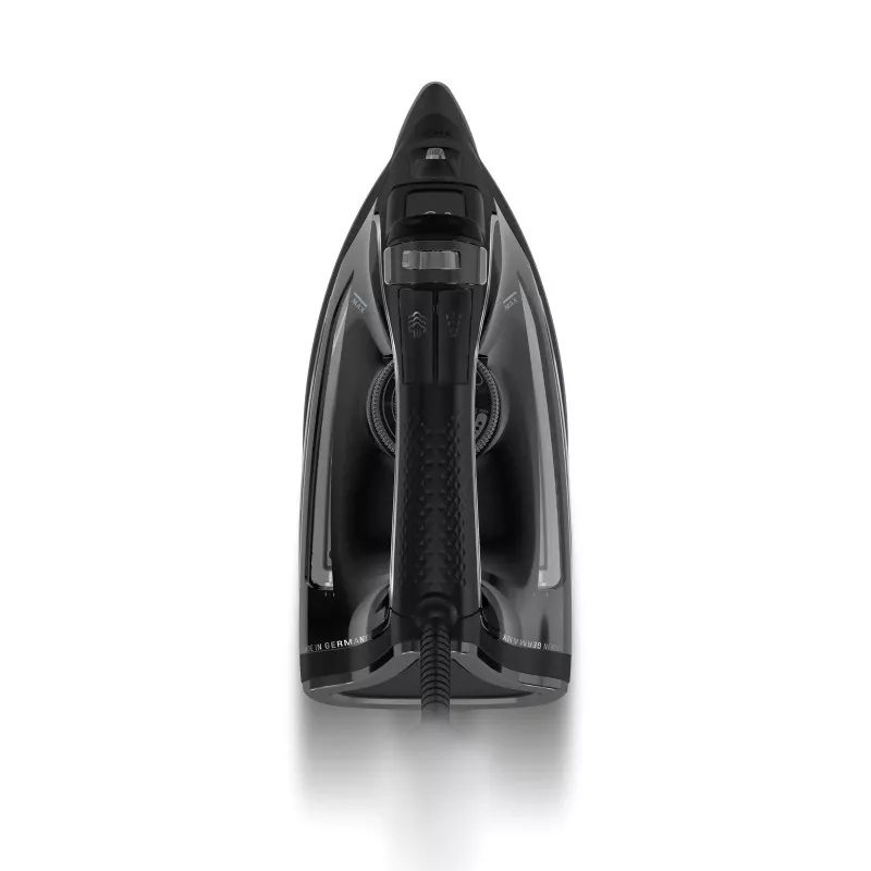 PLANCHA ROWENTA DW8206D1 2800W con acabado negro, diseño ergonómico y suela de cerámica para un planchado eficiente.