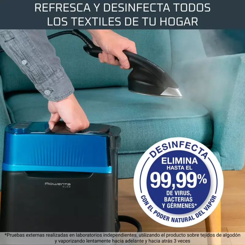 CEPILLO VAPOR ROWENTA UR2020D1 200G/MIN color azul, diseño ergonómico, ideal para desinfectar tejidos y superficies