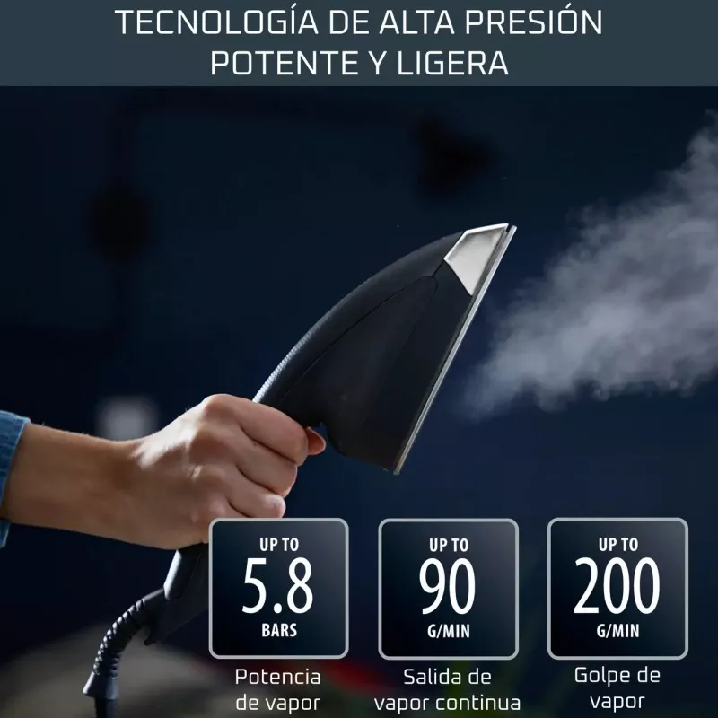 CEPILLO VAPOR ROWENTA UR2020D1 200G/MIN negro, ligero, con potencia de 5.8 bares y salida continua de vapor