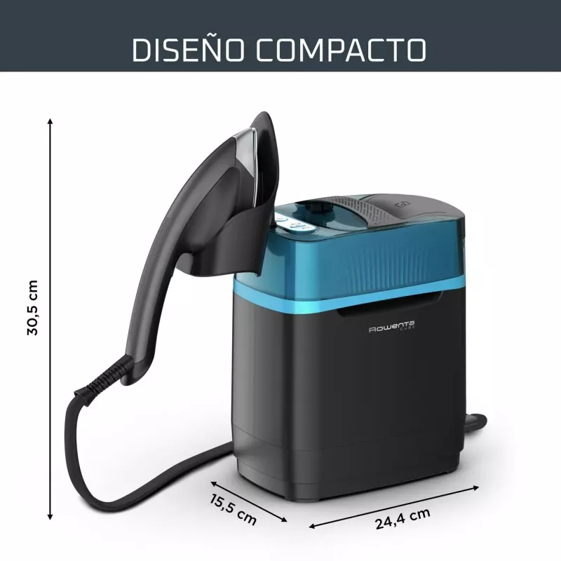 CEPILLO VAPOR ROWENTA UR2020D1 200G/MIN en color negro y azul, diseño compacto con mango ergonómico y fácil almacenamiento