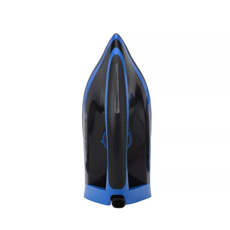 Centro planchado Nevir NVR-3600EP 2200W 1,5L en negro y azul, diseño ergonómico y base de acero inoxidable.
