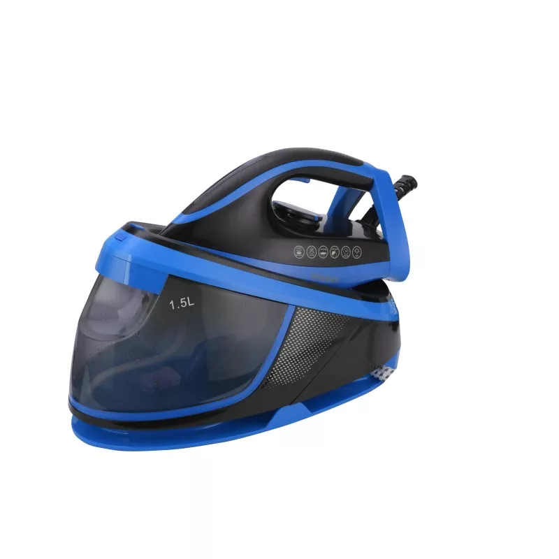 Centro planchado Nevir NVR-3600EP 2200W 1,5L inalambrico negro y azul con diseño ergonómico y acabado en plástico.