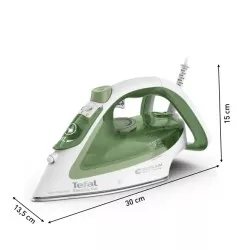 PLANCHA TEFAL FV5781E1 2800W EASYGLISS ECO verde y blanca con suela de cerámica y sistema anti goteo.