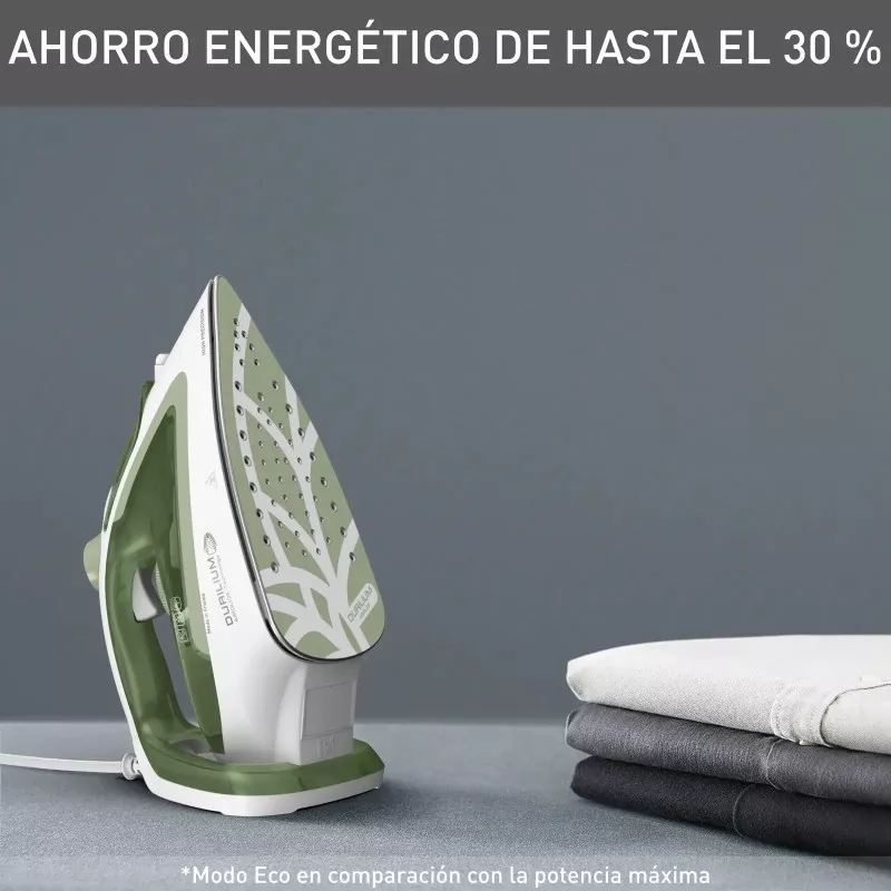 PLANCHA TEFAL FV5781E1 2800W EASYGLISS ECO color verde y blanco con suela de cerámica y diseño ergonómico para planchado fácil.