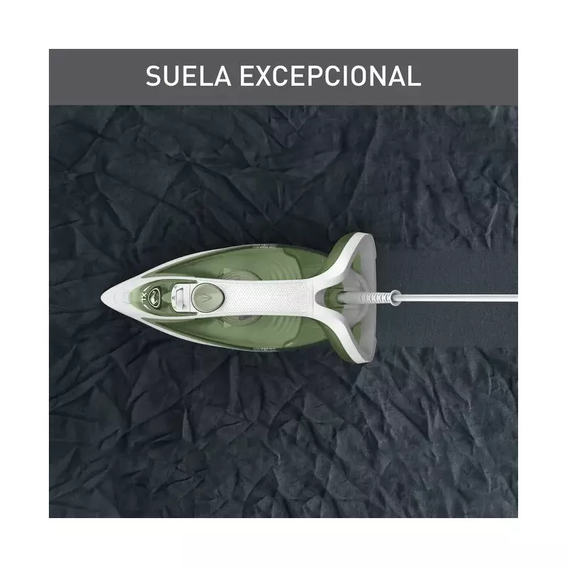 PLANCHA TEFAL FV5781E1 2800W EASYGLISS ECO de color verde con suela antiadherente y diseño ergonómico para un planchado eficient