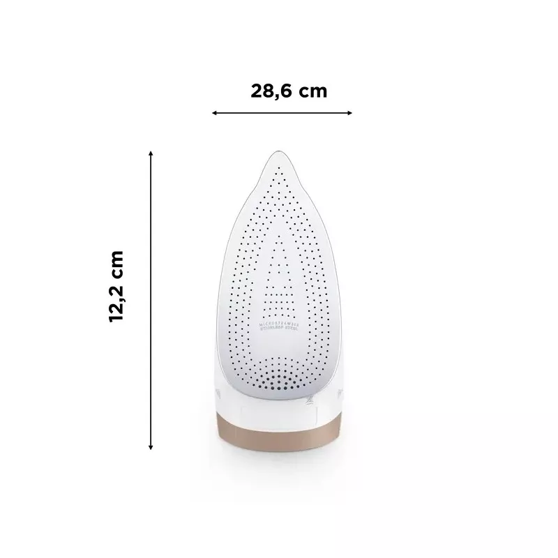 Plancha vapor Rowenta DX1635D1 2400W beige con diseño de suela ultra deslizante y potencia óptima para tejidos.