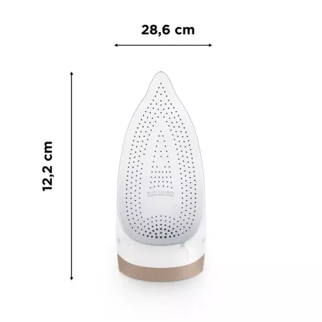 Plancha vapor Rowenta DX1635D1 2400W beige con diseño de suela ultra deslizante y potencia óptima para tejidos.