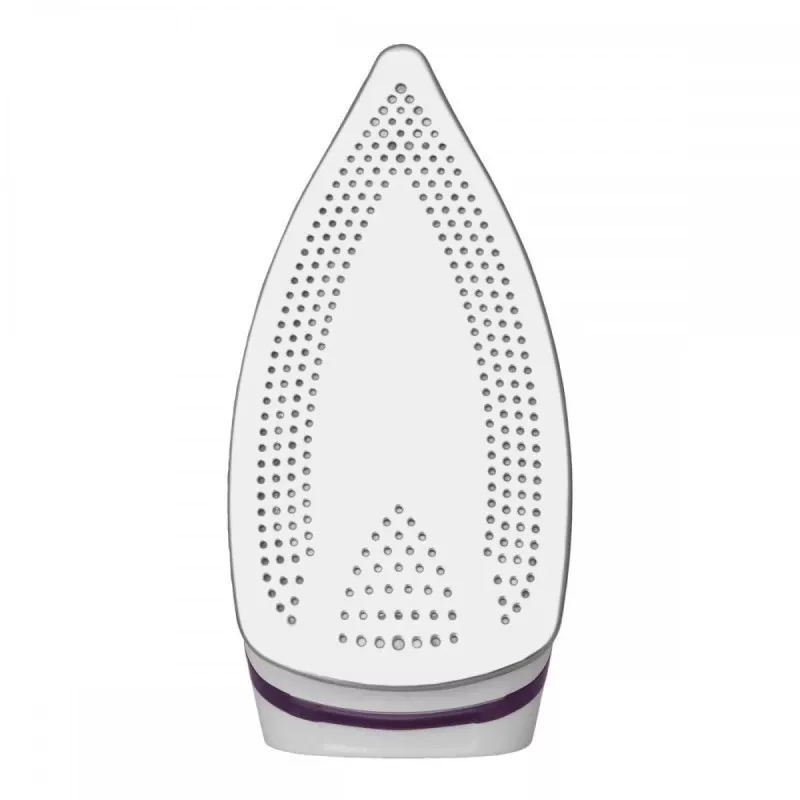 Plancha de viaje Ufesa Perfect Trip 1100 W bivolt con suela de cerámica y diseño compacto en color blanco y morado.