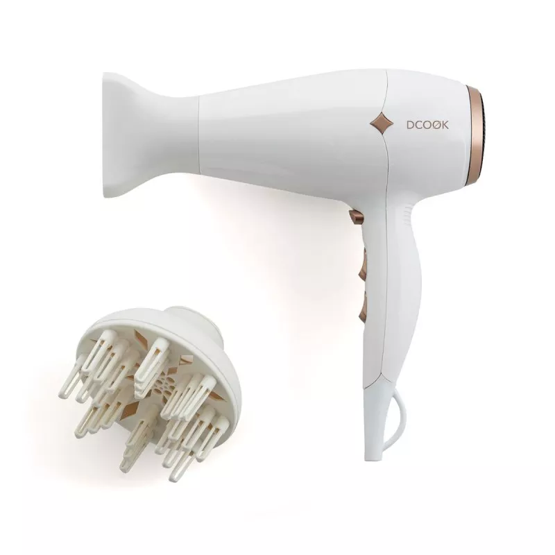 Secador de pelo DCook Gallery 8086002 2100 W blanco con diseño ergonómico y difusor inclinado para estilizados eficientes