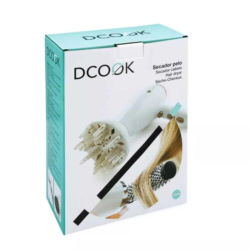 Secador de pelo DCook Gallery 8086002 2100 W blanco con diseño ergonómico y acabado brillante, ideal para secado rápido.