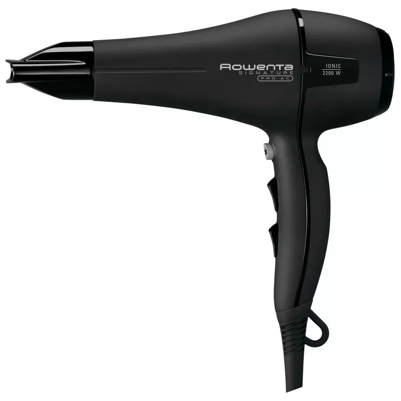 Secador de pelo Rowenta CV7810F0 Signature Pro 2200 W iónico color negro con diseño ergonómico y tecnología iónica