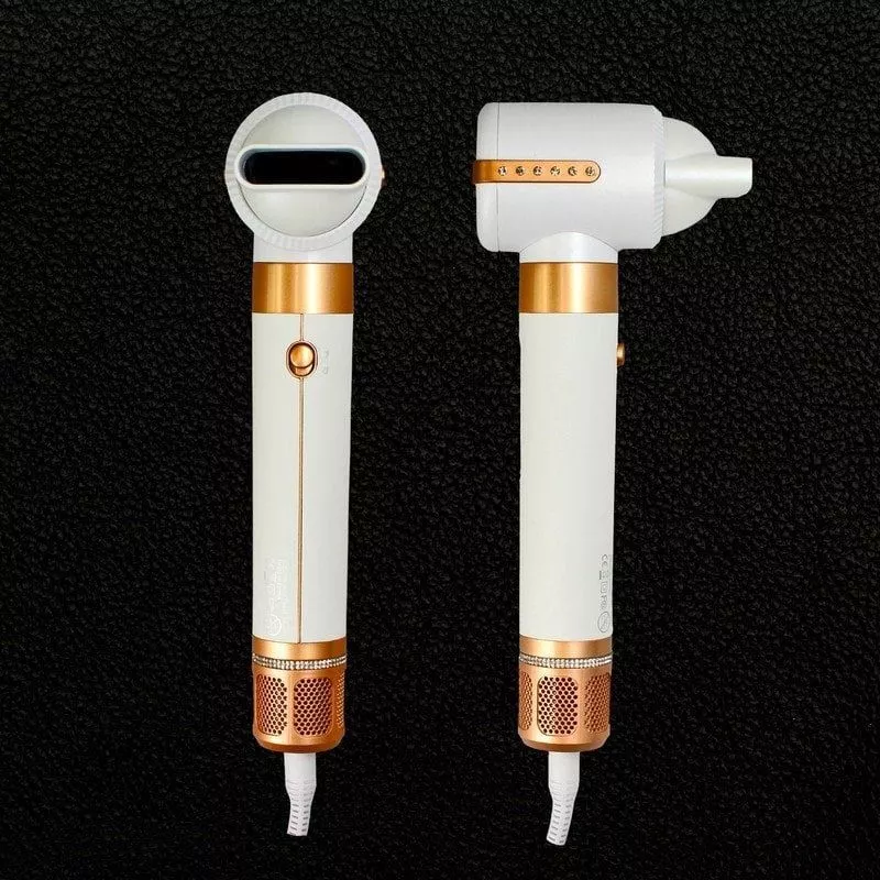 Estilizador de pelo TM Electron TMHD300 Wonder Diamond 7 en 1 blanco y dorado, diseño ergonómico con múltiples funciones.