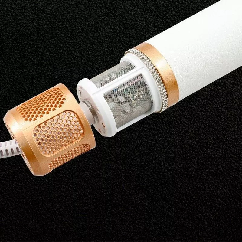 Estilizador de pelo TM Electron TMHD300 Wonder Diamond 7 en 1 con diseño blanco y dorado, múltiples funciones y tecnología avanz