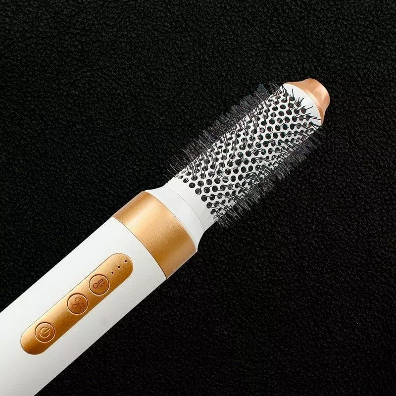 Estilizador de pelo TM Electron TMHD300 Wonder Diamond 7 en 1 en color blanco con acabado en dorado y diseño compacto.