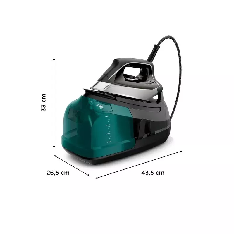 PLANCHA ROWENTA CENTRO DG8627FO 7,2 BAR con diseño compacto, acabado en negro y verde, ideal para planchado eficiente.