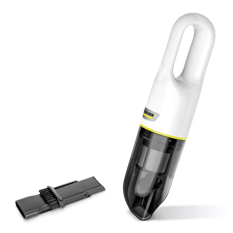 Aspirador de mano Kärcher VCH 2 (CVH 2) blanco y negro con batería recargable 7,2 V y 70 W, diseño ergonómico y ligero.