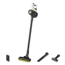 Aspirador escoba sin cable Kärcher VC 4 Cordless myHome negro con diseño ergonómico y accesorios para limpieza versátil.