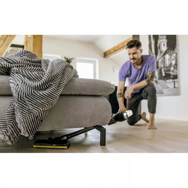Aspirador escoba sin cable Kärcher VC 4 Cordless myHome ligero y compacto en color amarillo con tecnología de succión eficiente
