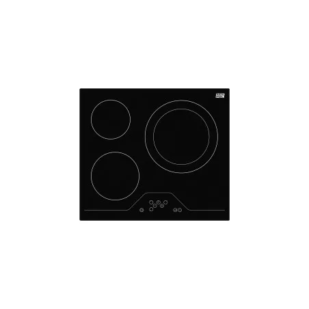 Placa vitrocerámica New Pol NWVT3Z 3 zonas 5700 W en color negro con diseño moderno y superficie de vidrio templado.