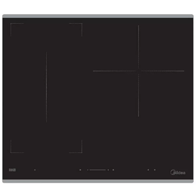 Placa de inducción Midea MC-IT7222C Flex 3 zonas negra de vitrocerámica con diseño moderno y controles táctiles.