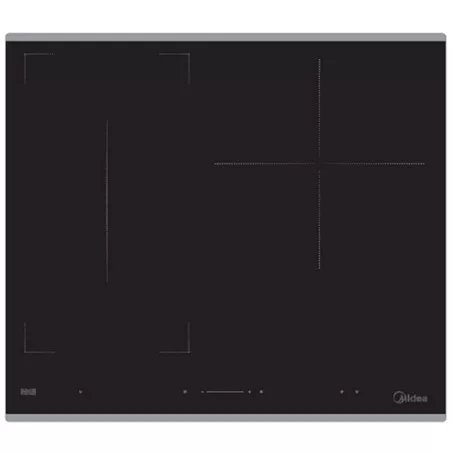 Placa de inducción Midea MC-IT7222C Flex 3 zonas negra de vitrocerámica con diseño moderno y controles táctiles.