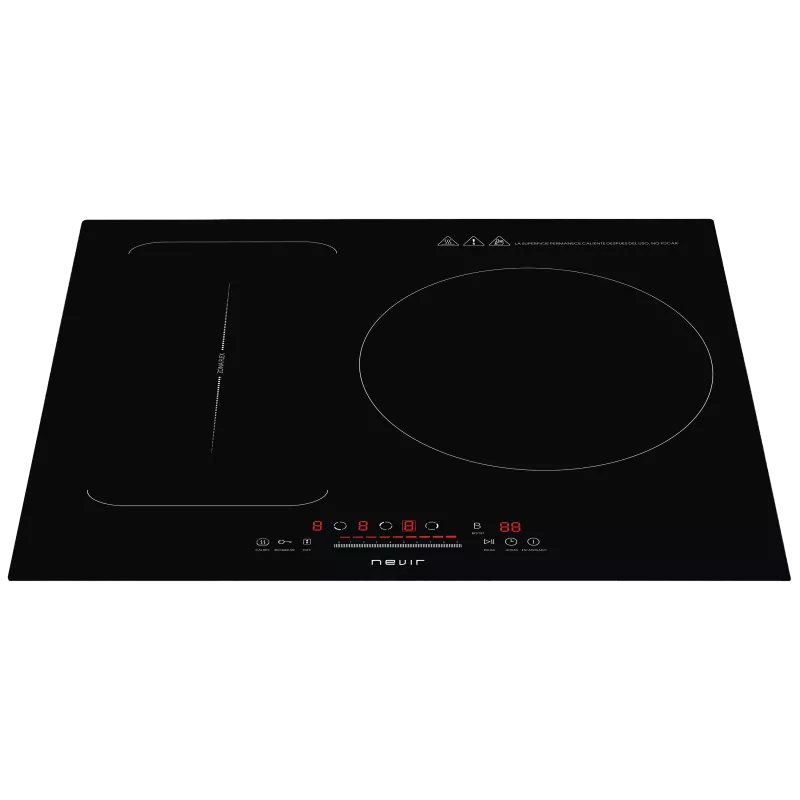 Placa de inducción Nevir NVR-IND2000 Flex 3 zonas en color negro, diseño plano, cristal vitrocerámico y cuatro niveles de potenc