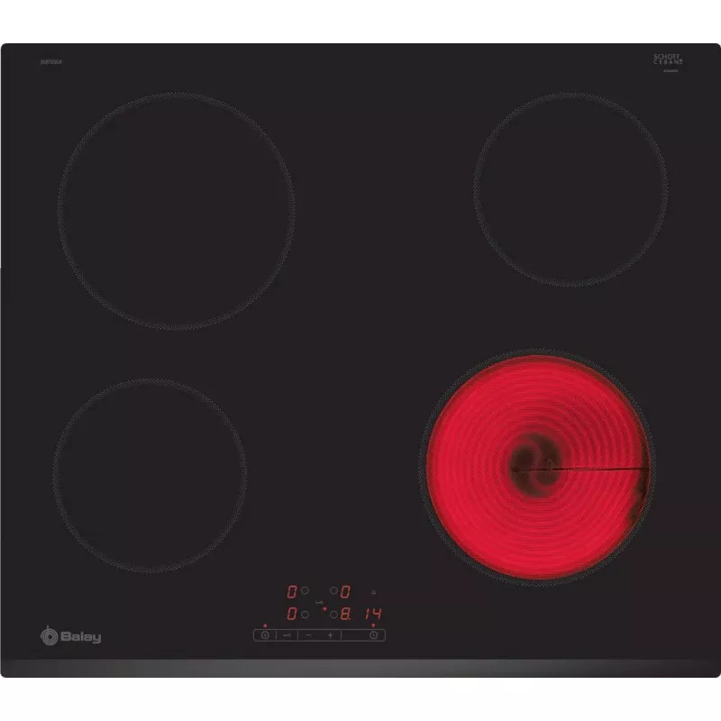 Placa vitrocerámica Balay 3EB720LR 4 zonas 6600 W en color negro, diseño moderno con control táctil y eficiencia energética.