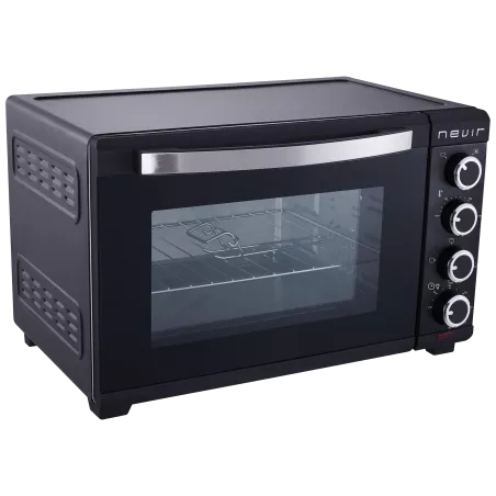 Horno Nevir NVR-9853HCL-38L 38 L con convección color negro con diseño moderno y superficie de vidrio templado.