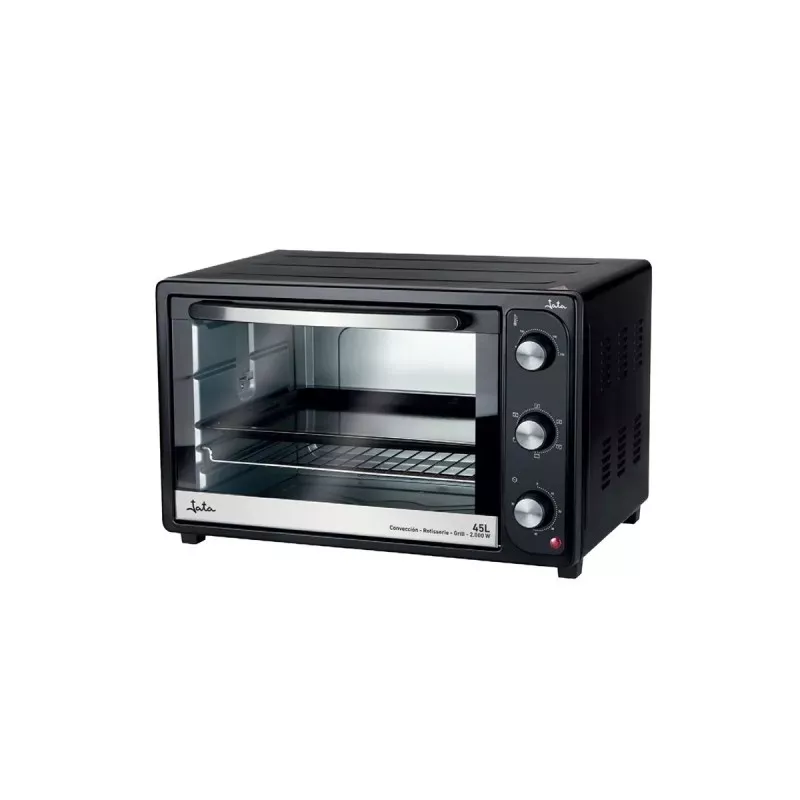 Horno de sobremesa Jata HN945 45 L con convección negro y acabado de acero inoxidable, ideal para asar y hornear.