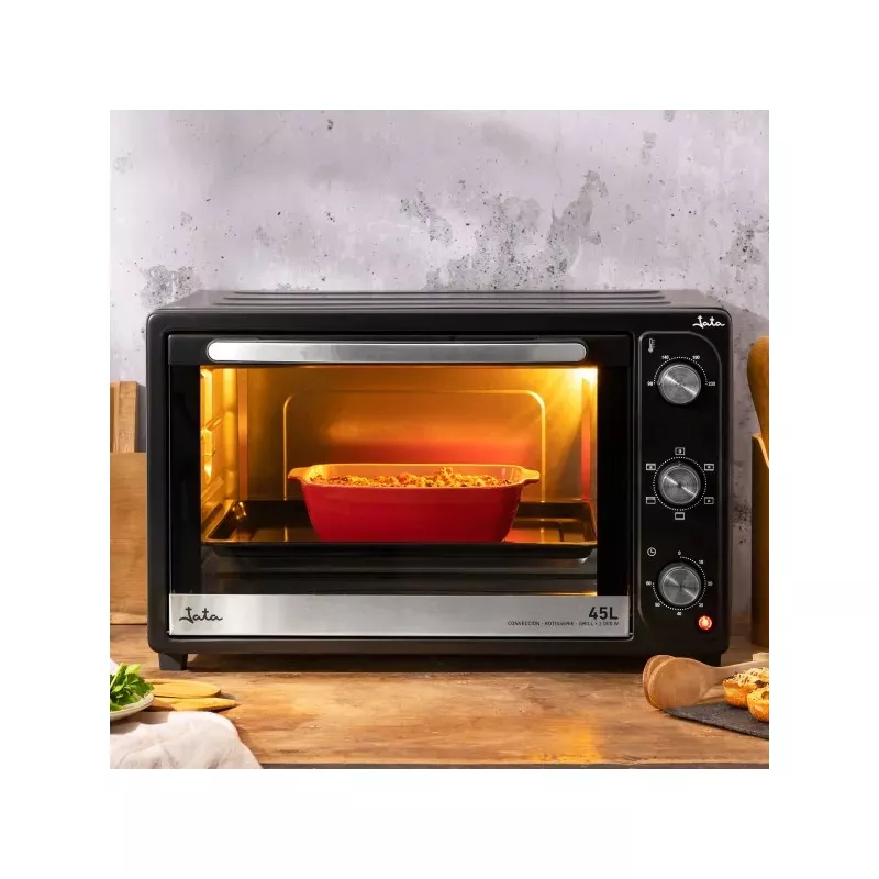 Horno de sobremesa Jata HN945 45 L con convección negro, diseño elegante y funcional, ideal para cocina moderna.
