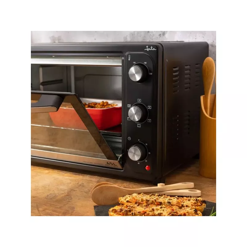 Horno de sobremesa Jata HN945 45 L con convección negro, diseño compacto y mandos de fácil manejo.