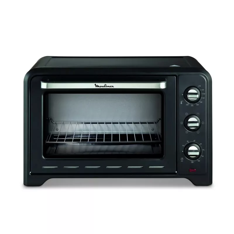 Horno Moulinex Optimo OX464810 33 L con convección color negro, diseño compacto y funcional con control mecánico.