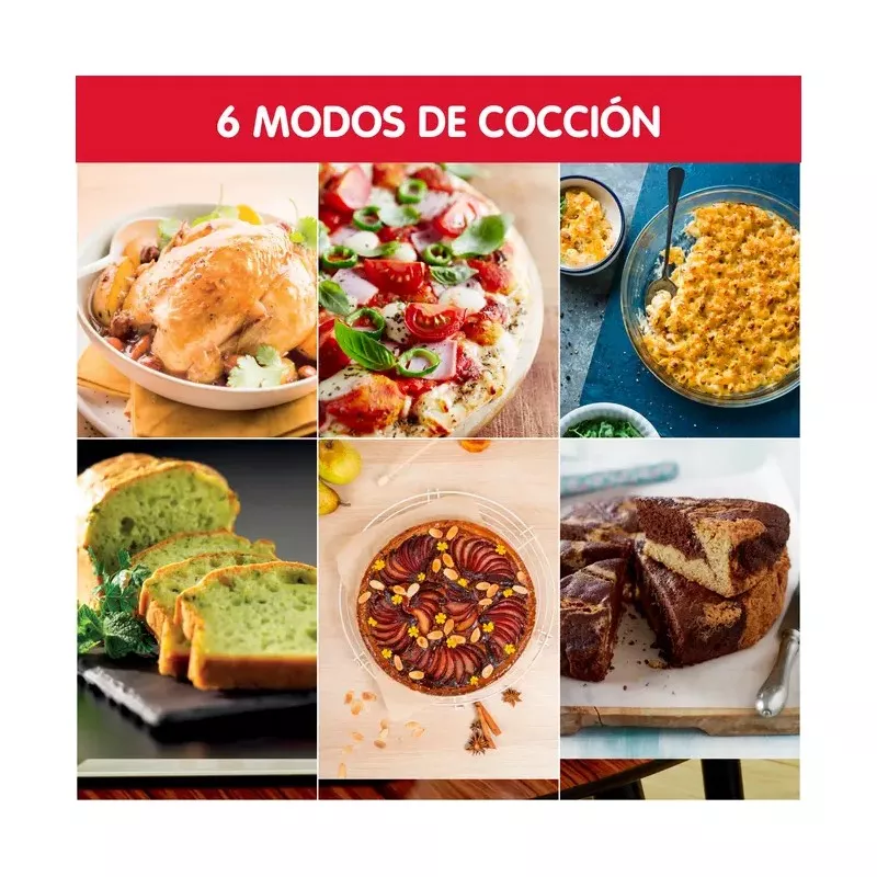 Horno Moulinex Optimo OX464810 33 L con convección de color negro con 6 modos de cocción versátiles y diseño compacto.